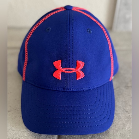 Womens Under Armour Hat Cobalt Blue Logo Baseball Cap Contrast Stitch Adjustable - Picture 1 of 12